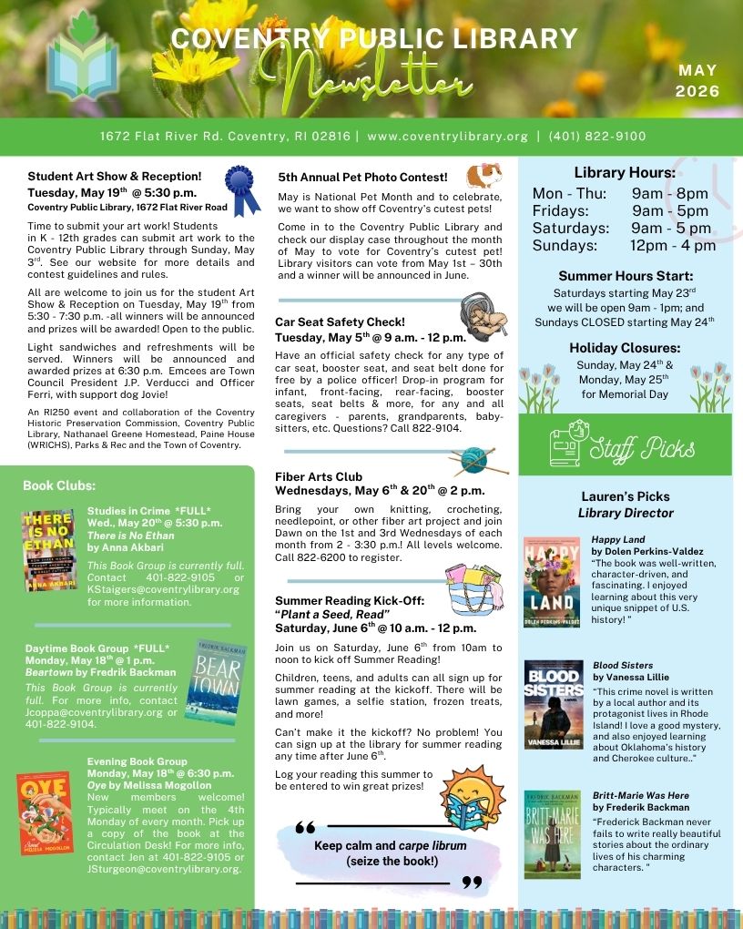 Coventry Newsletter, page 1