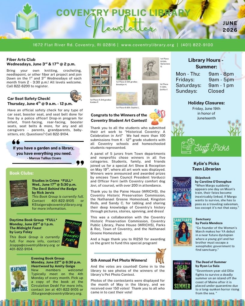 Coventry Newsletter, page 1