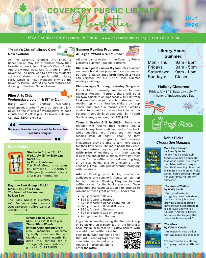 Coventry Newsletter, page 1