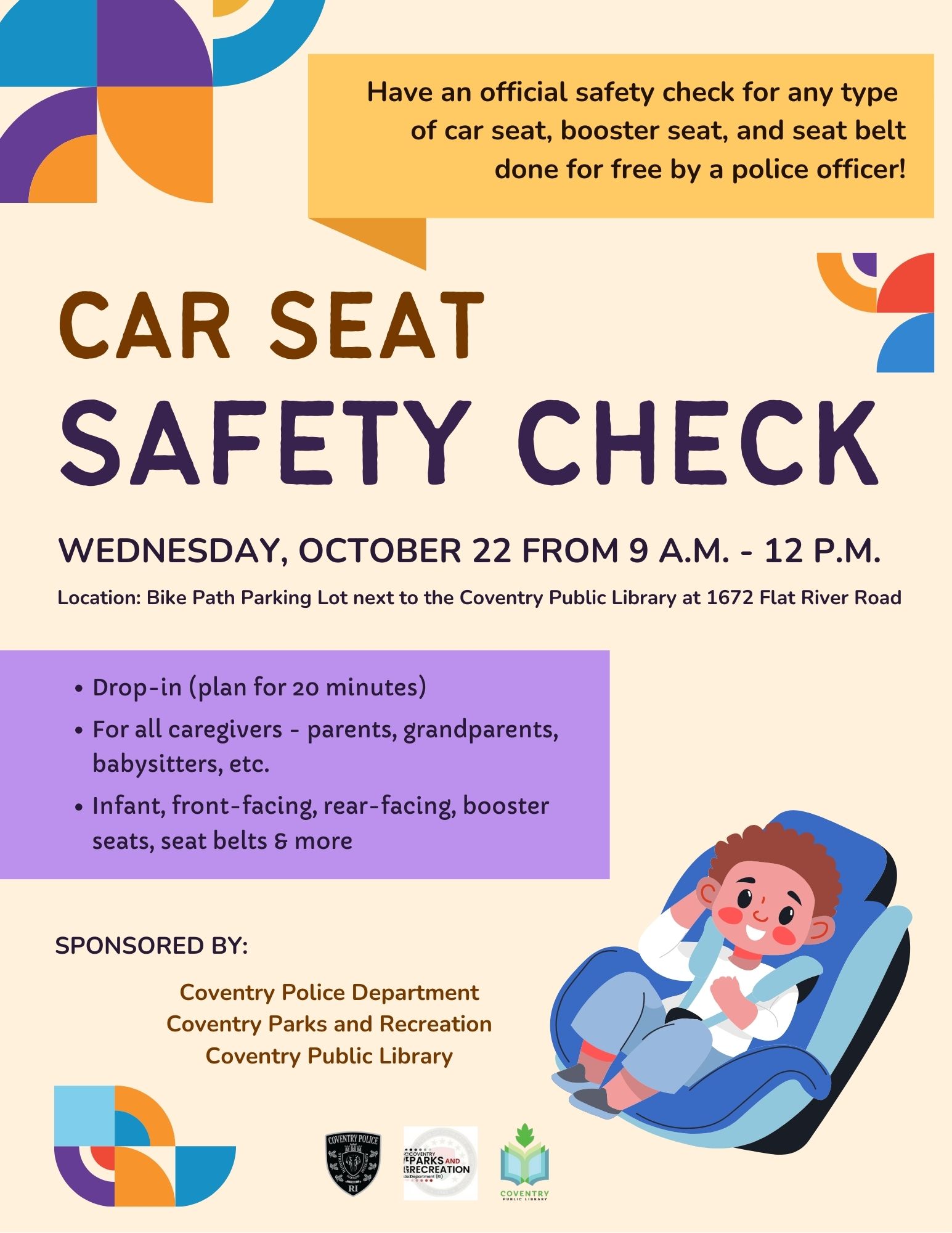 Car Seat Safety Check at the Coventry Public Library