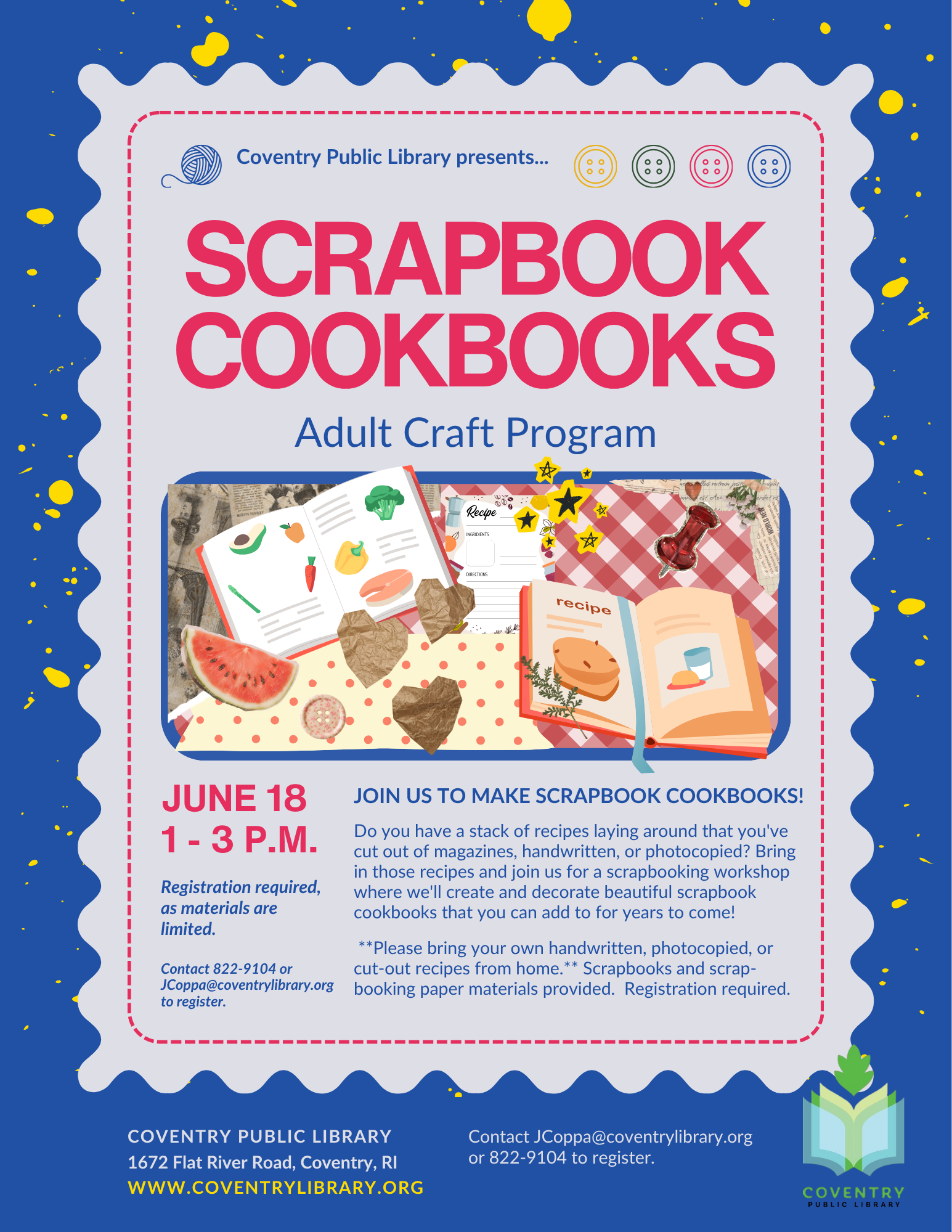 scrapbook cookbooks at the Coventry PUblic Library