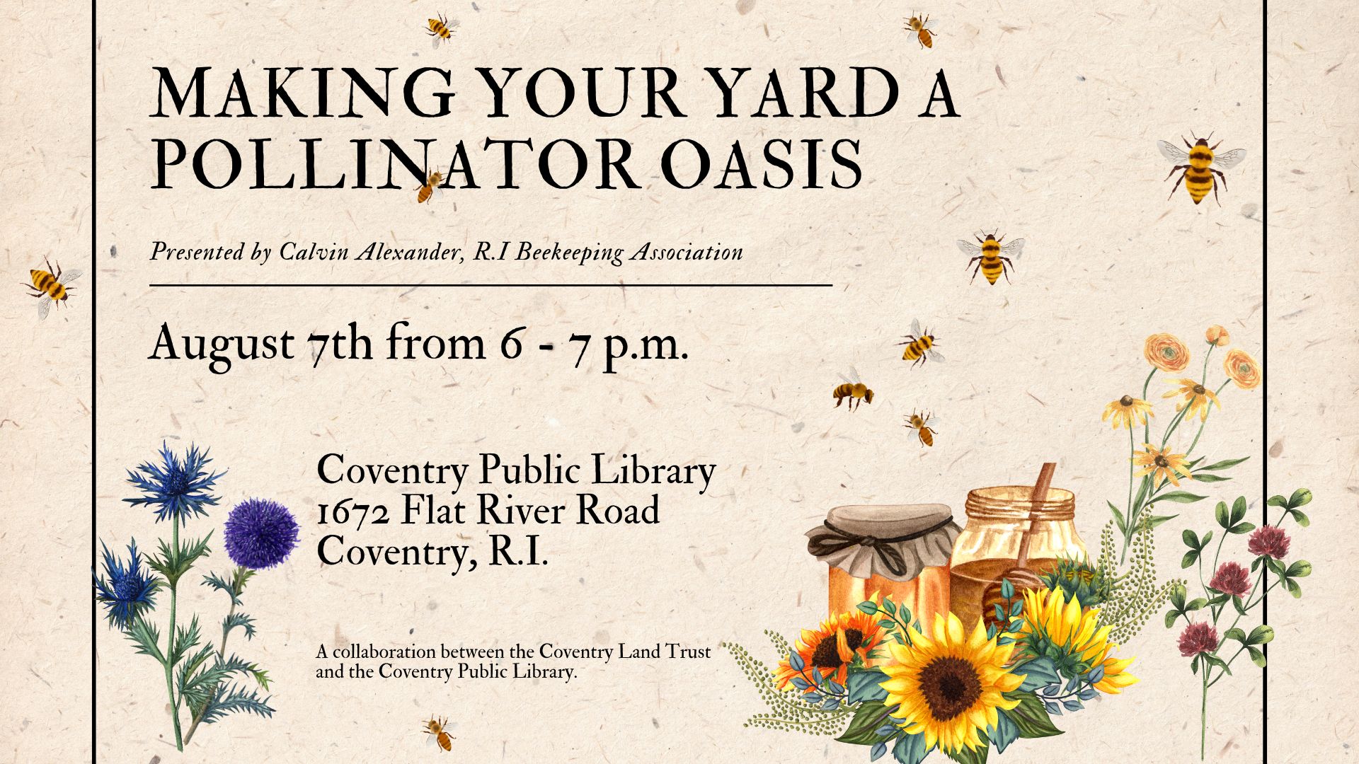 Thursday, August 7th from 6-7 PM