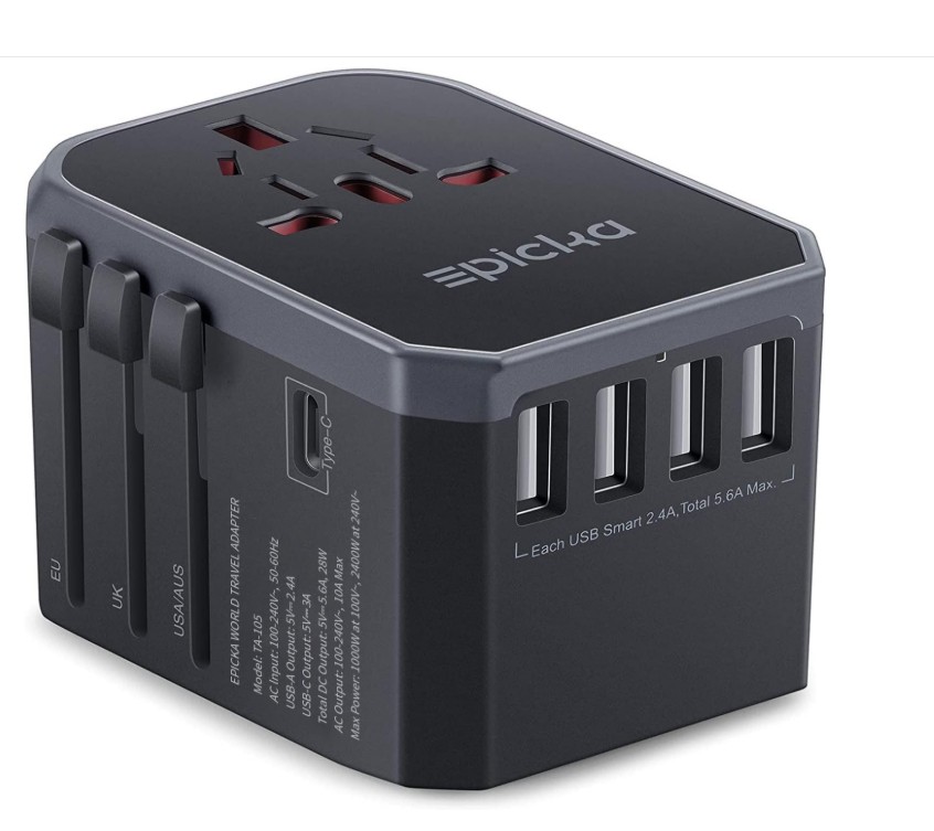 Travel adapter available from the Coventry Public Library's library of things