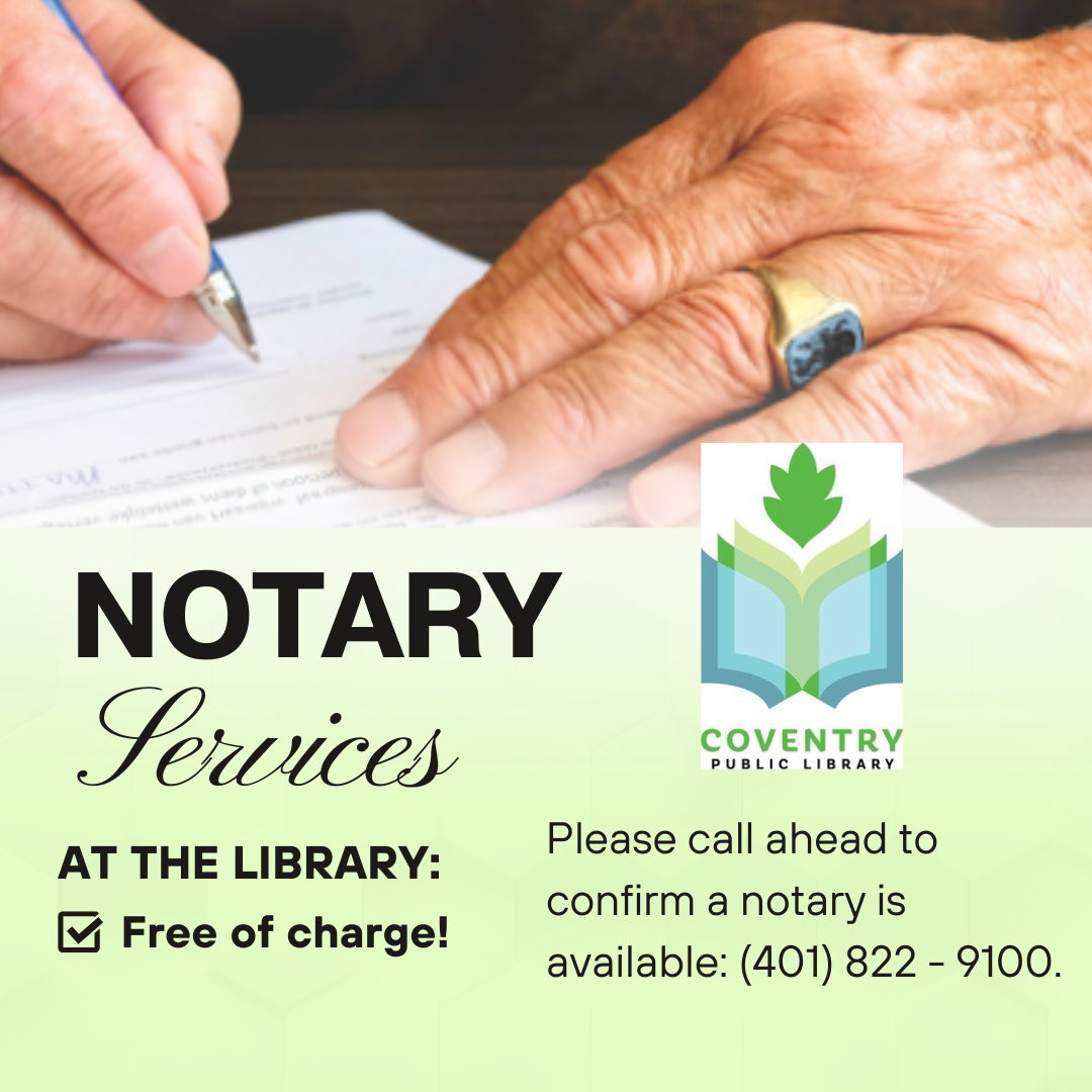 Free notary services provided by the Coventry Public Library