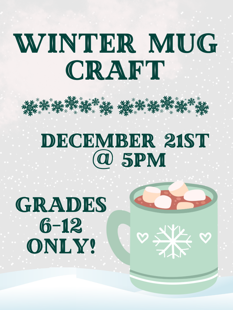 winter mug craft december 21st at 5pm