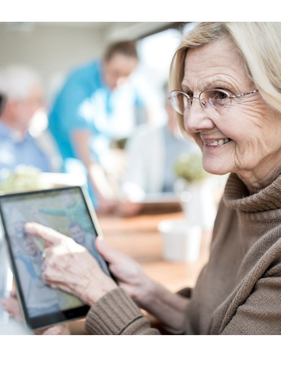 older lady with a tablet