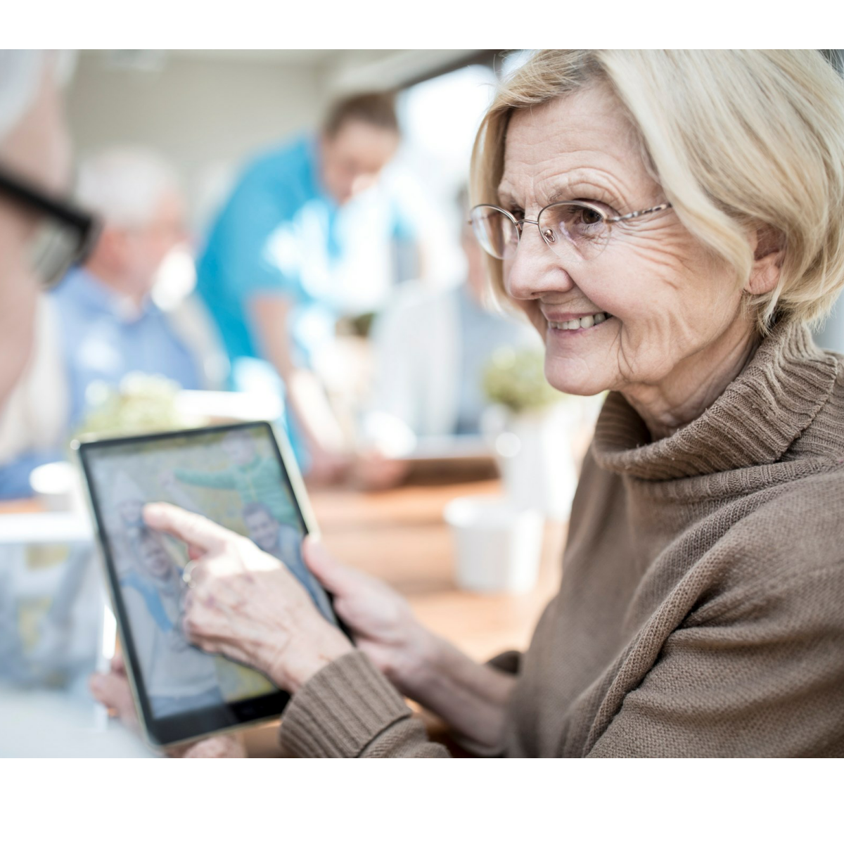 older lady with a tablet