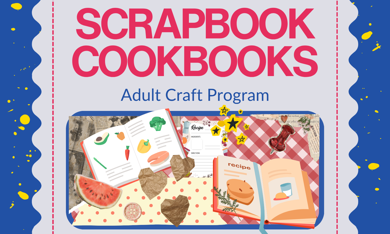 image of adult craft program for scrapbook cookbooks at the Coventry Public Library